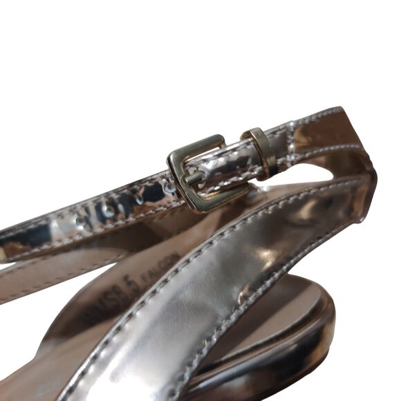 Report 8.5 Rose Gold Strappy Lucite Block Heel Sandals Y2K Club Kid Party Shoe - Picture 5 of 11